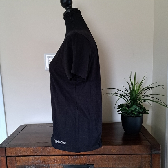 ❤️ Calvin Klein PJ Top Black Short Sleeved Women's Medium V-neck Loungewear - Picture 11 of 12